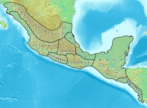 Mapa de las áreas culturales de Mesoamérica